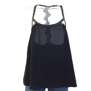LF x Millau Black Beaded Tank Lace Back Tank Top S